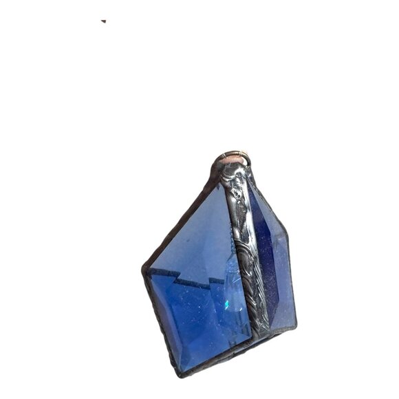 Stained Glass Blue Diamond Hang Ornament Spinner Crystal Prism Garden Suncatcher - Picture 4 of 8